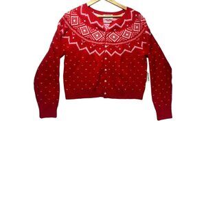 Valentines Day Old Navy Women’s Knit Cardigan Red Pink Hearts Sweater SZ M